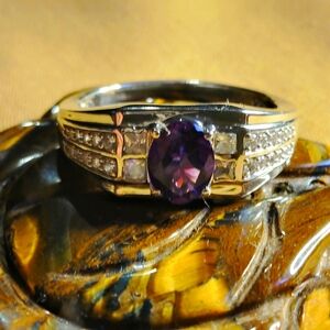 MEN'S- 🔥MOROCCAN AMETHYST AND STERLING SILVER RING. SIZE 12